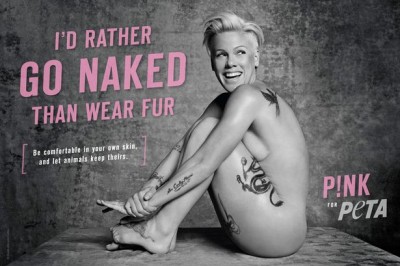 Pink-wearing-nothing-but-a-smile-in-PETA-US-newest-Rather-Go-Naked-Than-Wear-Fur-campaign